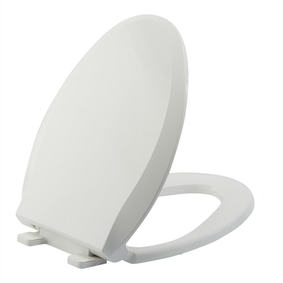 JINGZE elongated toilet seat with slow close for quiet bathroom use.