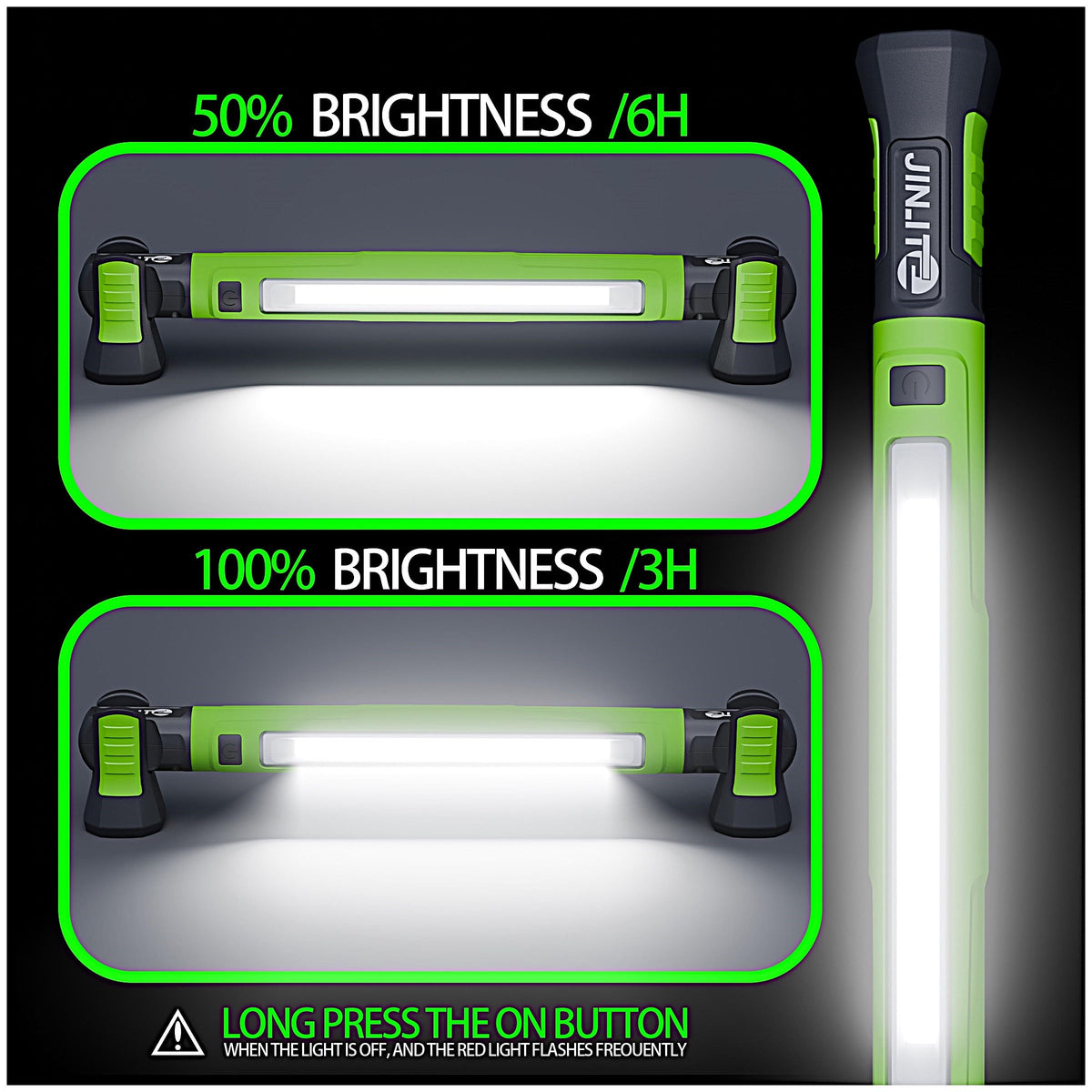 JINLITE 360° rotation hook enables hands-free positioning of light