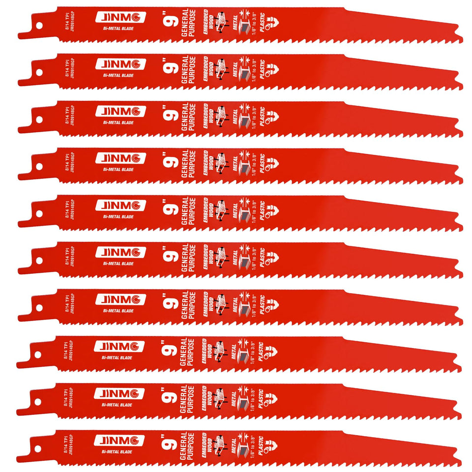 JINMG 10-pack 9-inch blades for metal cutting, delivering fast, clean results.