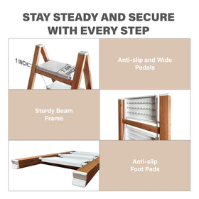 JinScovae anti-slip wide steps provide secure footing during kitchen tasks.