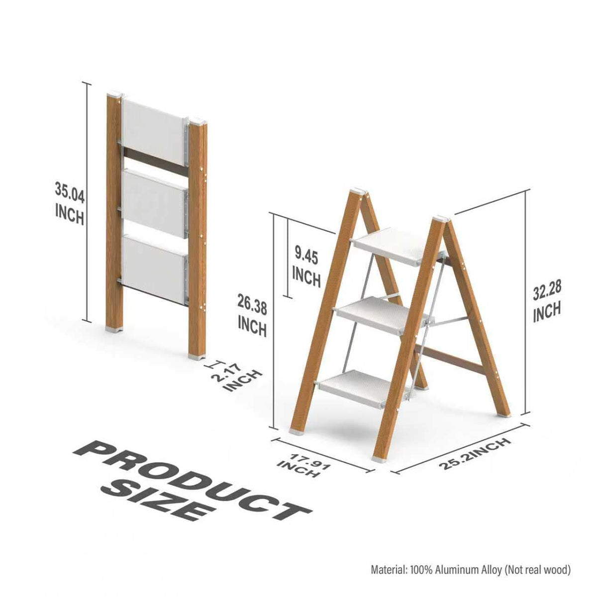 JinScovae folding ladder compact storage behind doors.
