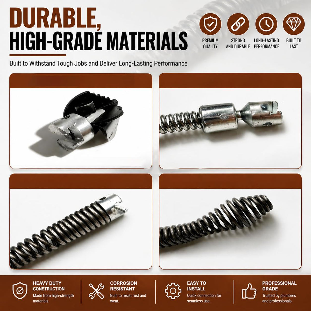 5/8-inch cable compatibility shown with standard drain cables