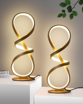 JIOODICH 2-pack LED touch dimmable spiral desk lamps provide ambient glow for desks