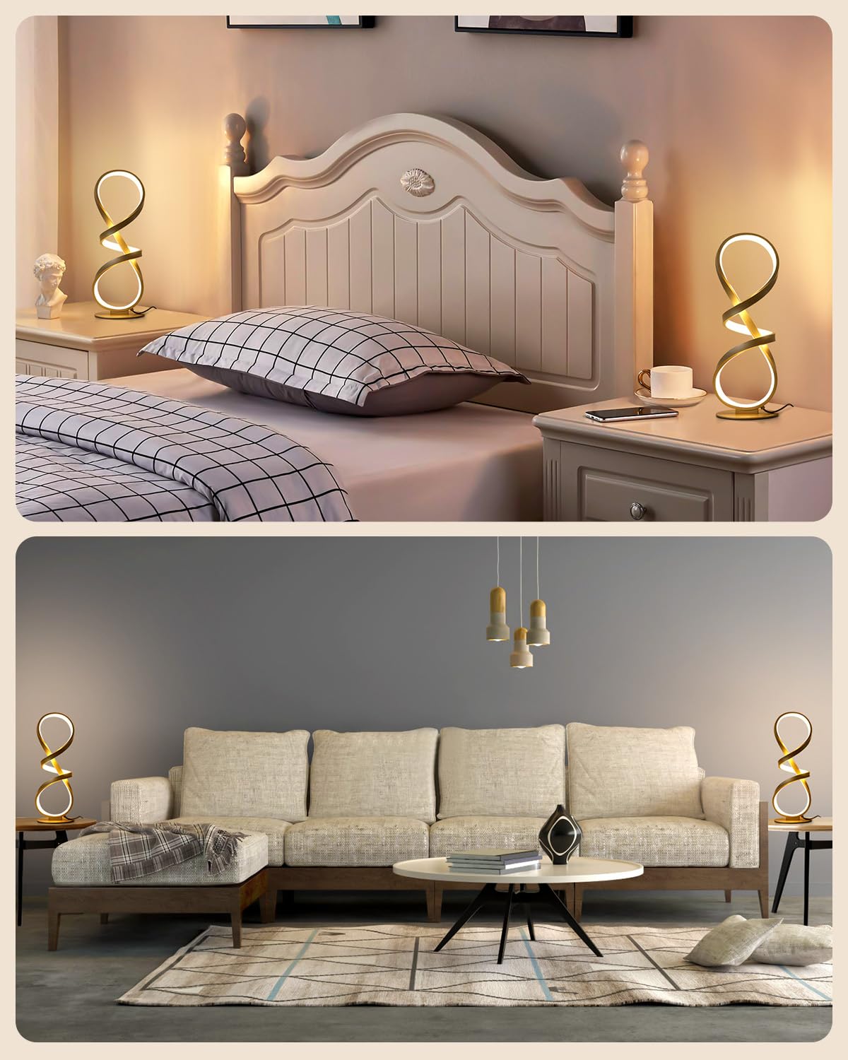 JIOODICH spiral infinity 8 shape lamp as a modern centerpiece