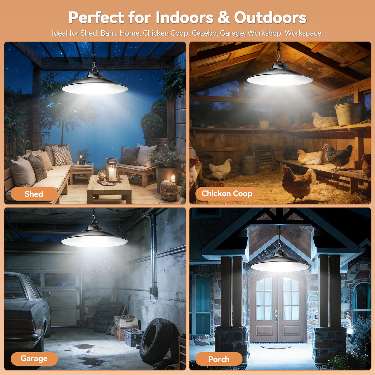 JIORRIO Solar Shed Light ideal for barns, garages, gazebos and coops.