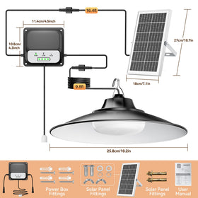 JIORRIO Solar Shed Light includes panel and cables for flexible placement.