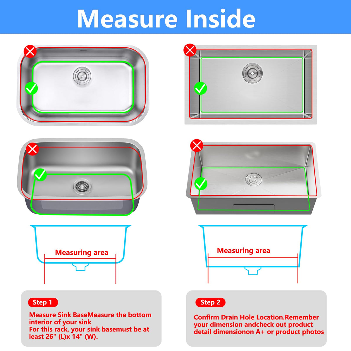 JIUBAR drain grid 26x14 gray rustproof and dishwasher-safe for easy cleaning.