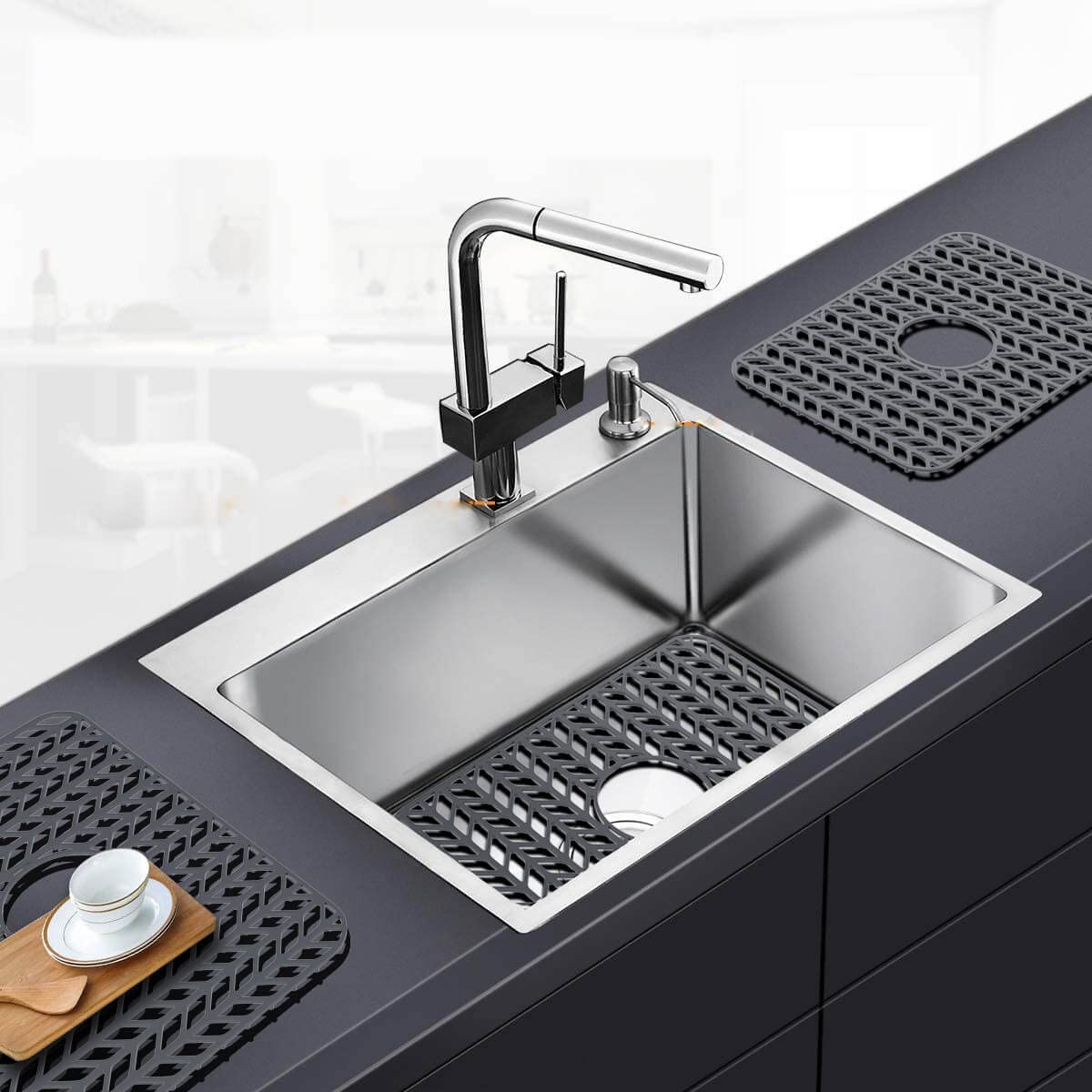 JIUBAR bottom-protection silicone mat protects stainless steel and ceramic sinks