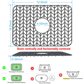 JIUBAR curved-edge silicone sink mat fits curved sink rims and cushions glassware