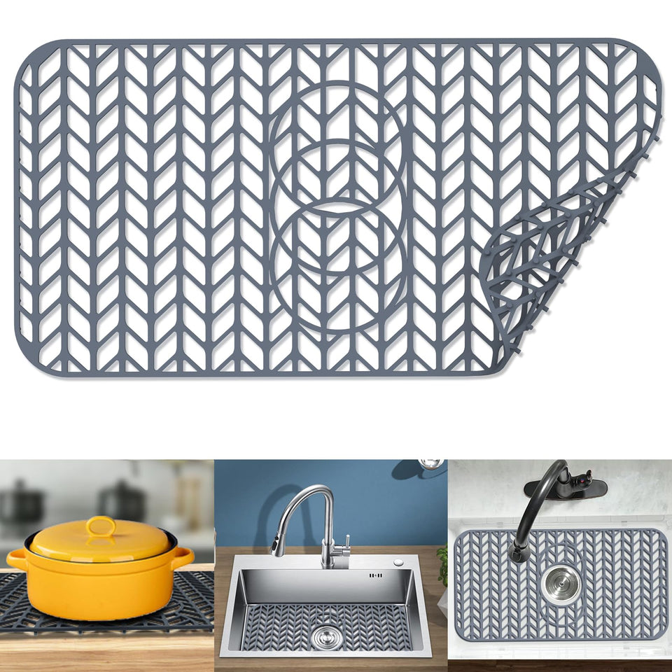 JIUBAR silicone sink mat cuttable design protects the sink while fitting precisely.