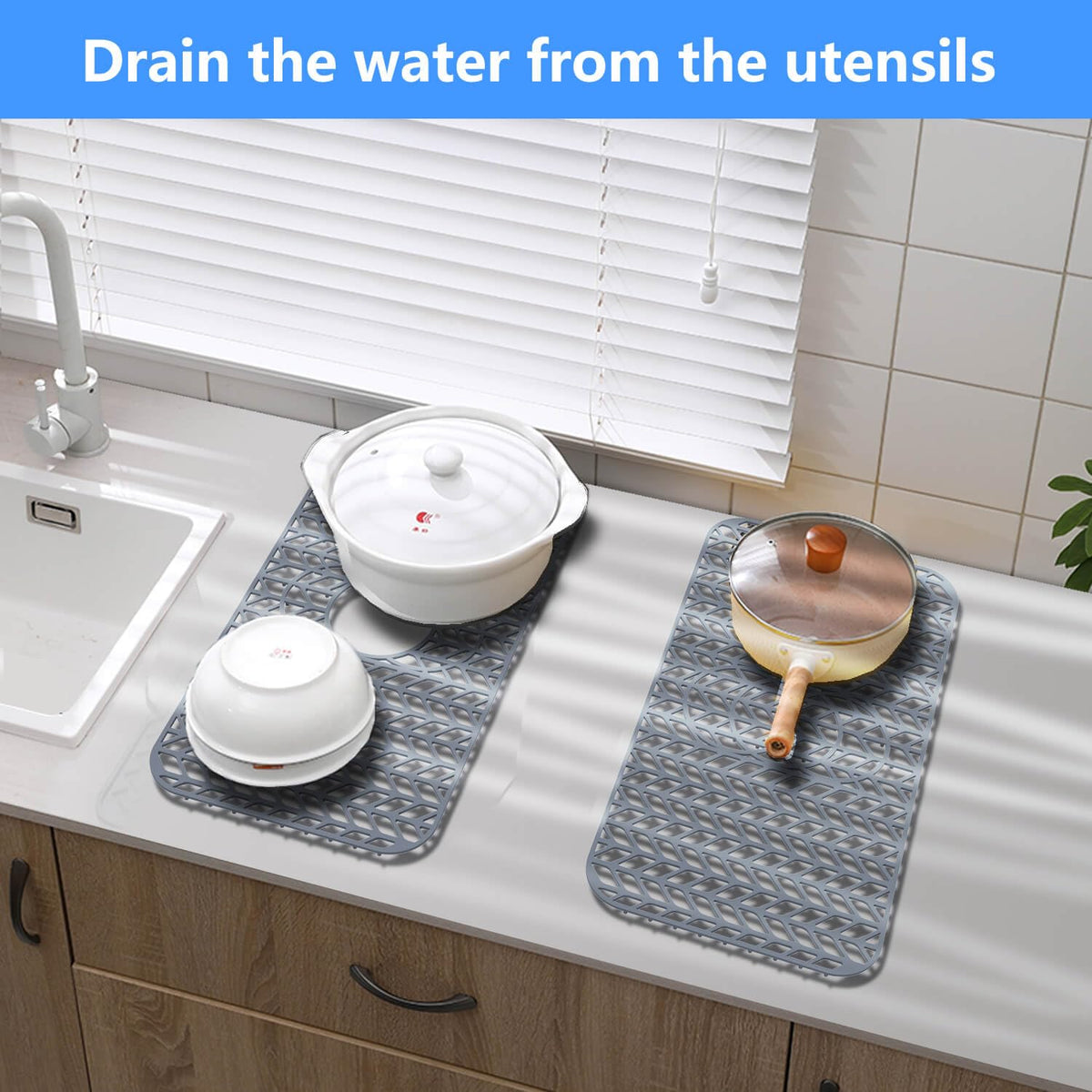JIUBAR versatile mat for insulation, cooling, and defrost grid across the sink bottom.