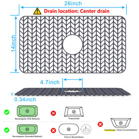 JIUBAR sink protector 26x14 gray with raised feet elevates draining surface