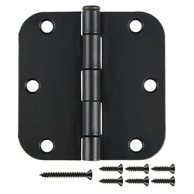 JIW 18-pack matte black door hinges close-up showing sturdy iron construction for durability.