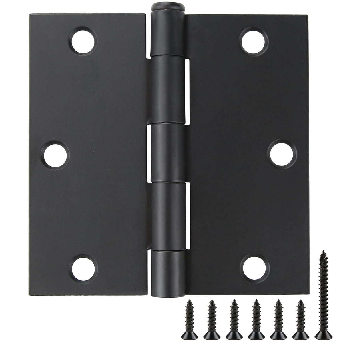 JIW 18-pack matte black door hinges front view for modern interior doors