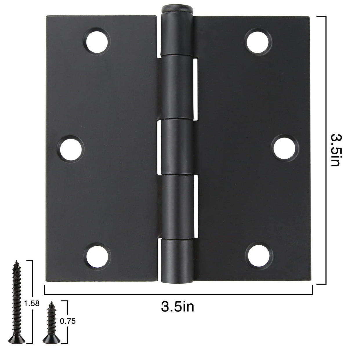 JIW 18-pack matte black door hinges screw pack included for fast DIY installation