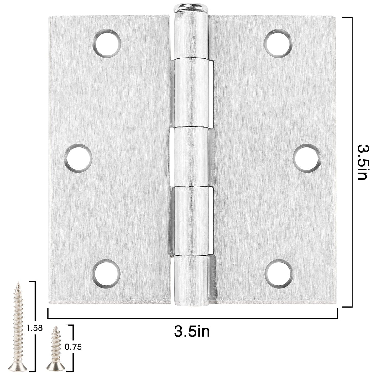 JIW brushed-nickel 3.5-inch hinge pack-6 ready for quick installation.