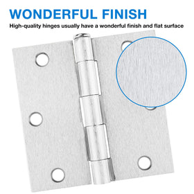 JIW brushed-nickel hinge side-view displaying 270-degree rotation capability.