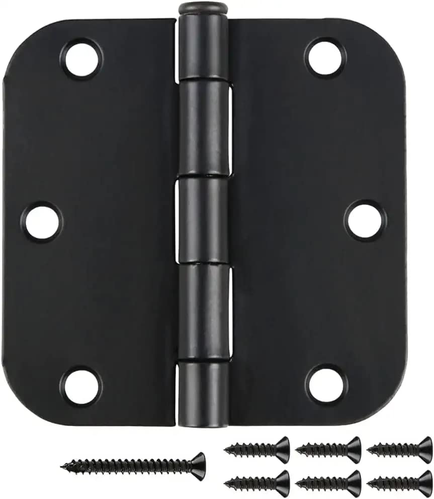 JIW matte black door hinge 3.5-inch rounded corners for interior doors with smooth operation.