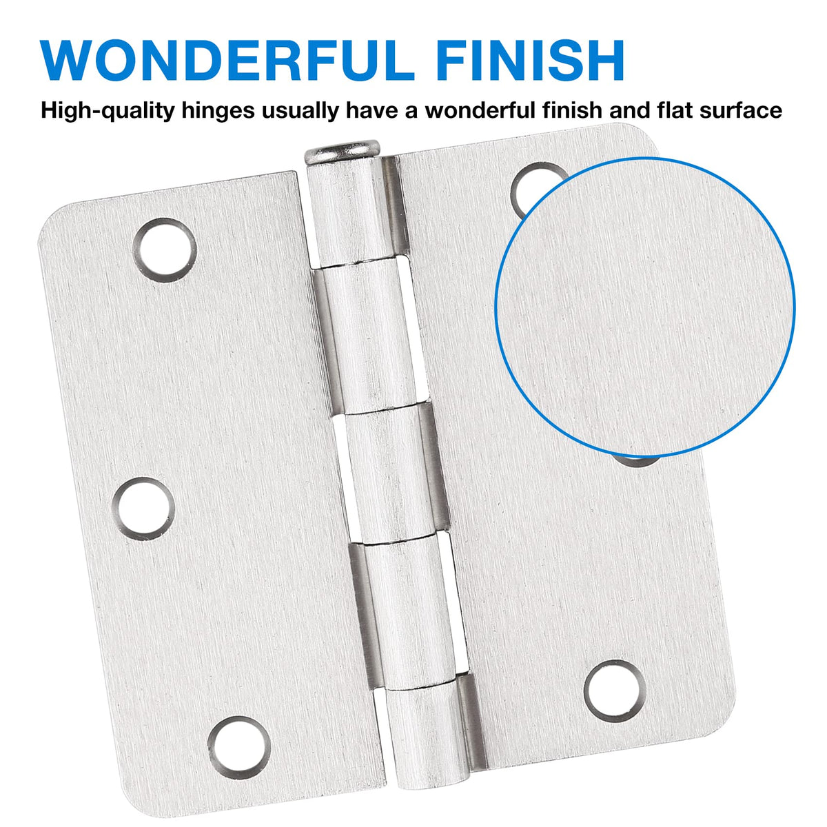 JIW rounded corner 1/4 radius hinge suitable for interior doors and cabinets.