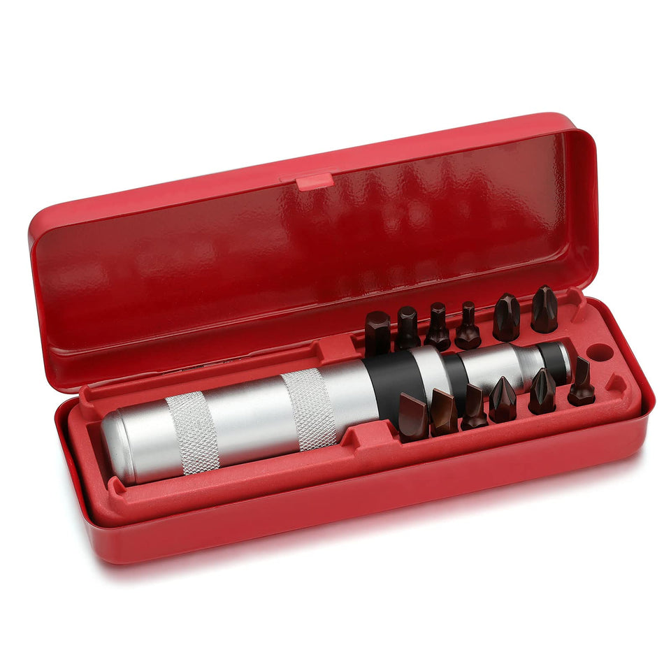 JIXINLAR 12-piece impact driver set with chrome finish for rusted fastener removal.