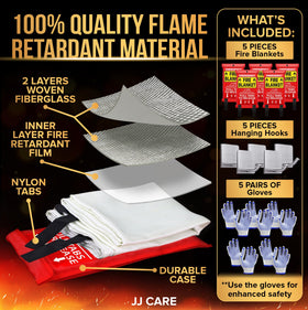 JJ CARE 40x40 fire blanket for kitchen safety and fast flame suppression.