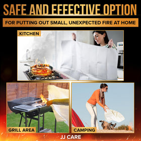 JJ CARE emergency fire blanket provides fast, mess-free fire control.