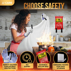 JJ CARE fire blanket material is designed to withstand extreme heat and remain reliable.