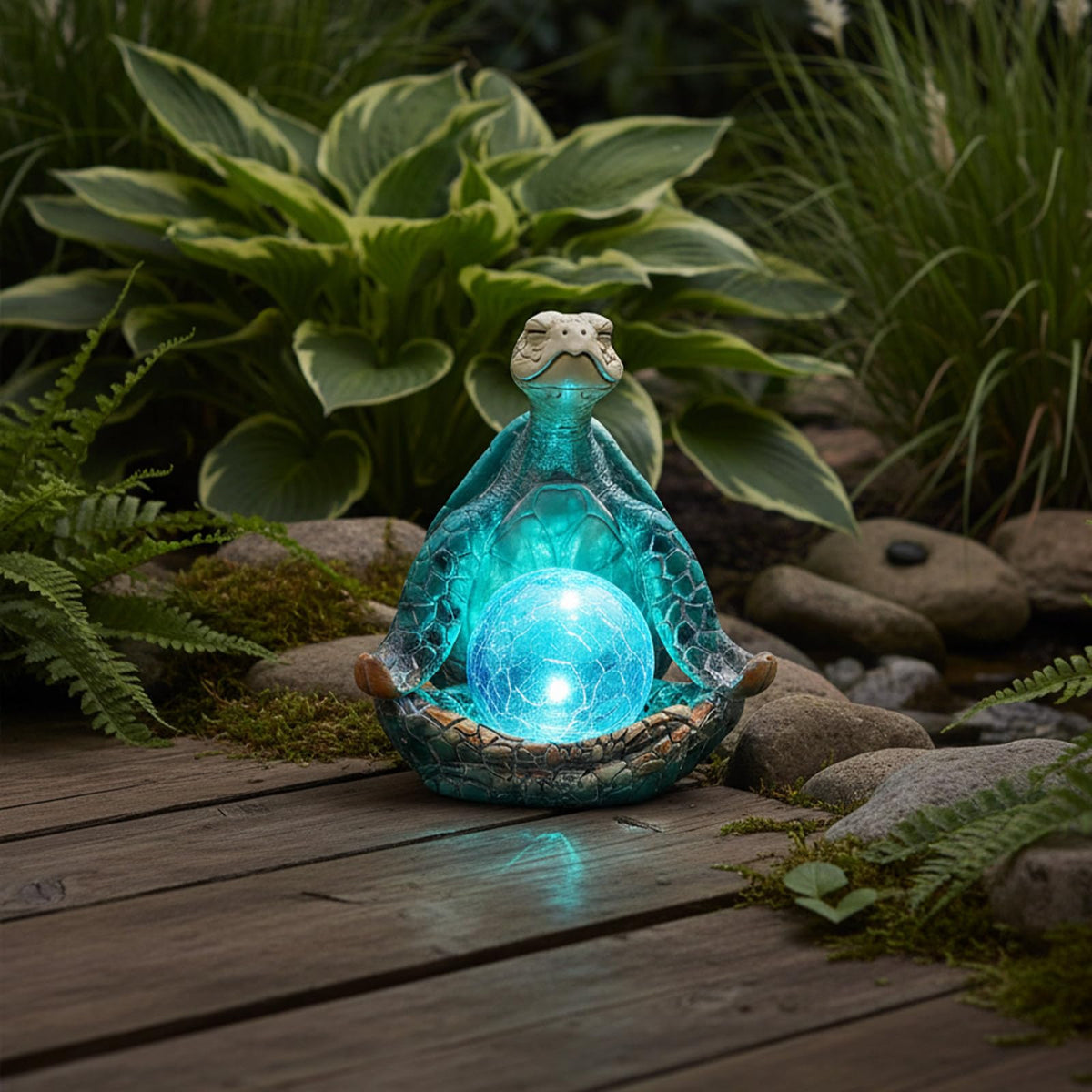 JJALIGHTS outdoor turtle figurine enhances patios yards and walkways.