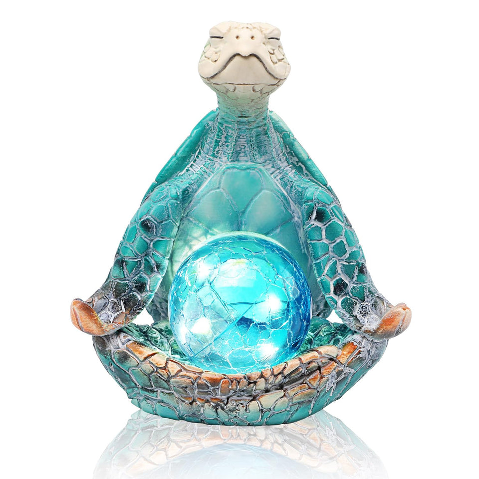 JJALIGHTS sea turtle solar garden light brightens outdoor spaces at night.