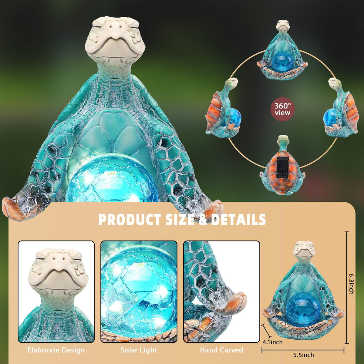 JJALIGHTS waterproof sea turtle yard sculpture withstands outdoor weather.