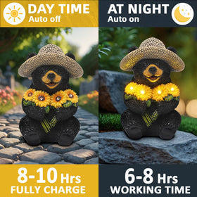 JJALIGHTS bear statue by entrance enhances curb appeal and welcome