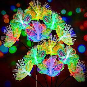 JJGoo solar flower lights 2-pack illuminate outdoor spaces with colorful, swaying blooms.
