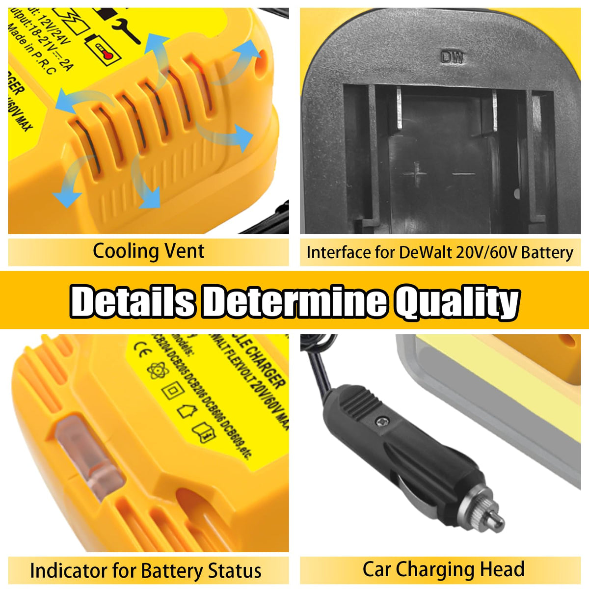 JJXNDO 12V/24V input supports vehicle power for charging during travel.