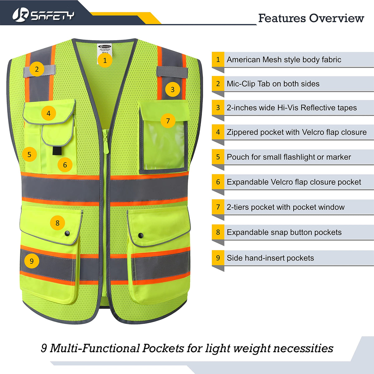 JKSafety breathable mesh lining keeps you cool during hot shifts.
