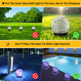 JKIMK cracked glass ball solar light adds ambiance to paths and patios.