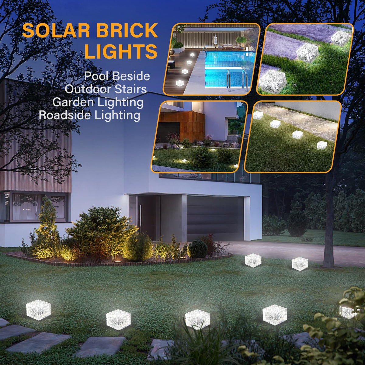 JKIMK warm glow from JKIMK Solar Brick Light enhances outdoor spaces.