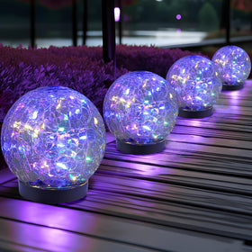 JKIMK solar globe light with cracked glass design lighting garden paths at night