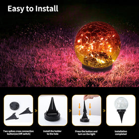 JKIMK solar globe light waterproof outdoor orb shining through rain and sun