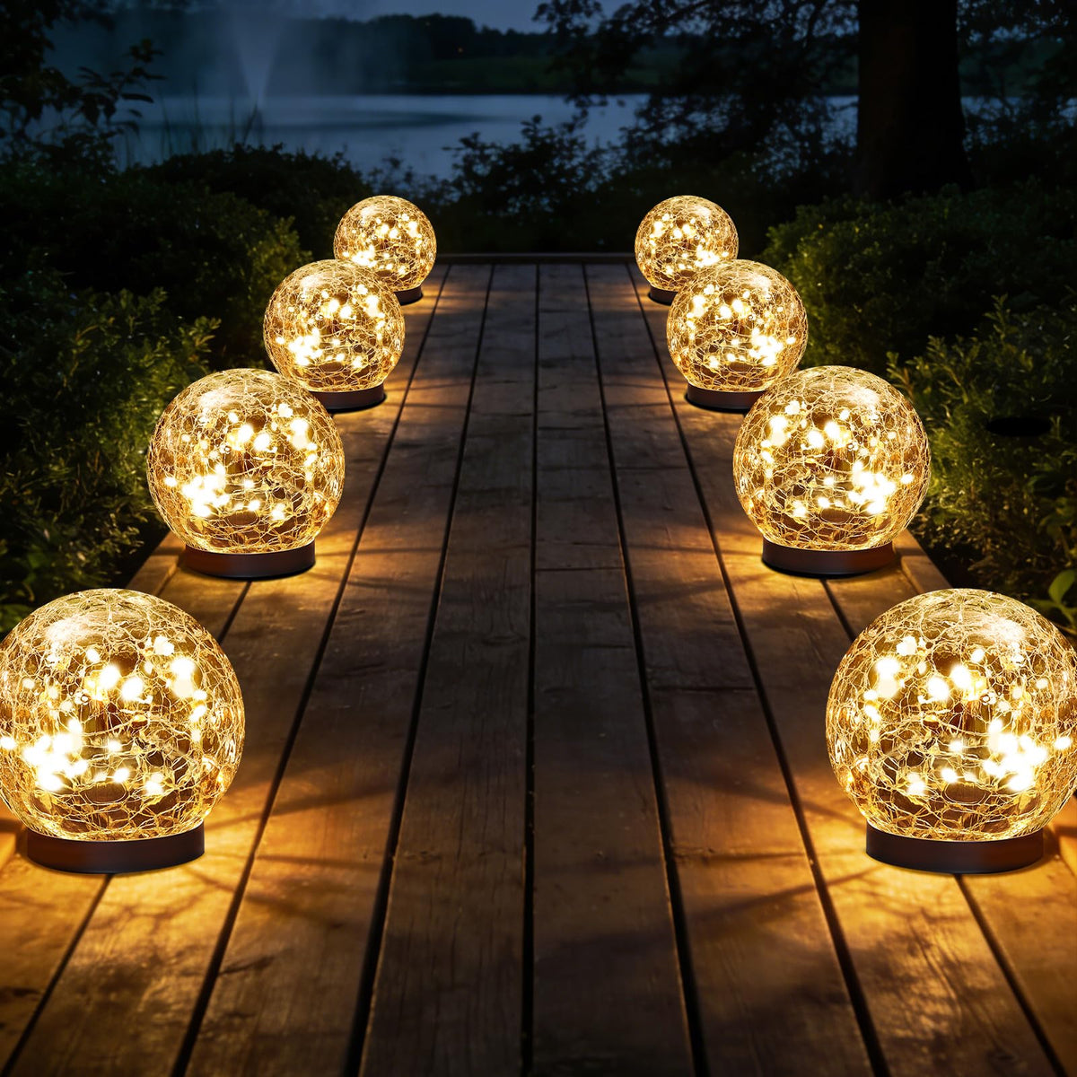 JKIMK Solar Globe Lights outdoor waterproof ball provides durable garden illumination.