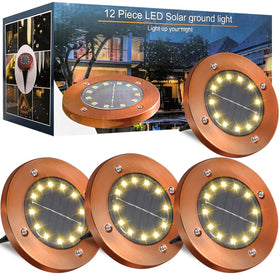 JKIMK solar ground light round disk for a welcoming garden pathway glow.