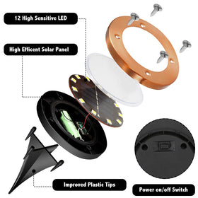 JKIMK solar ground light round disk withstands rain with IP65-rated protection.