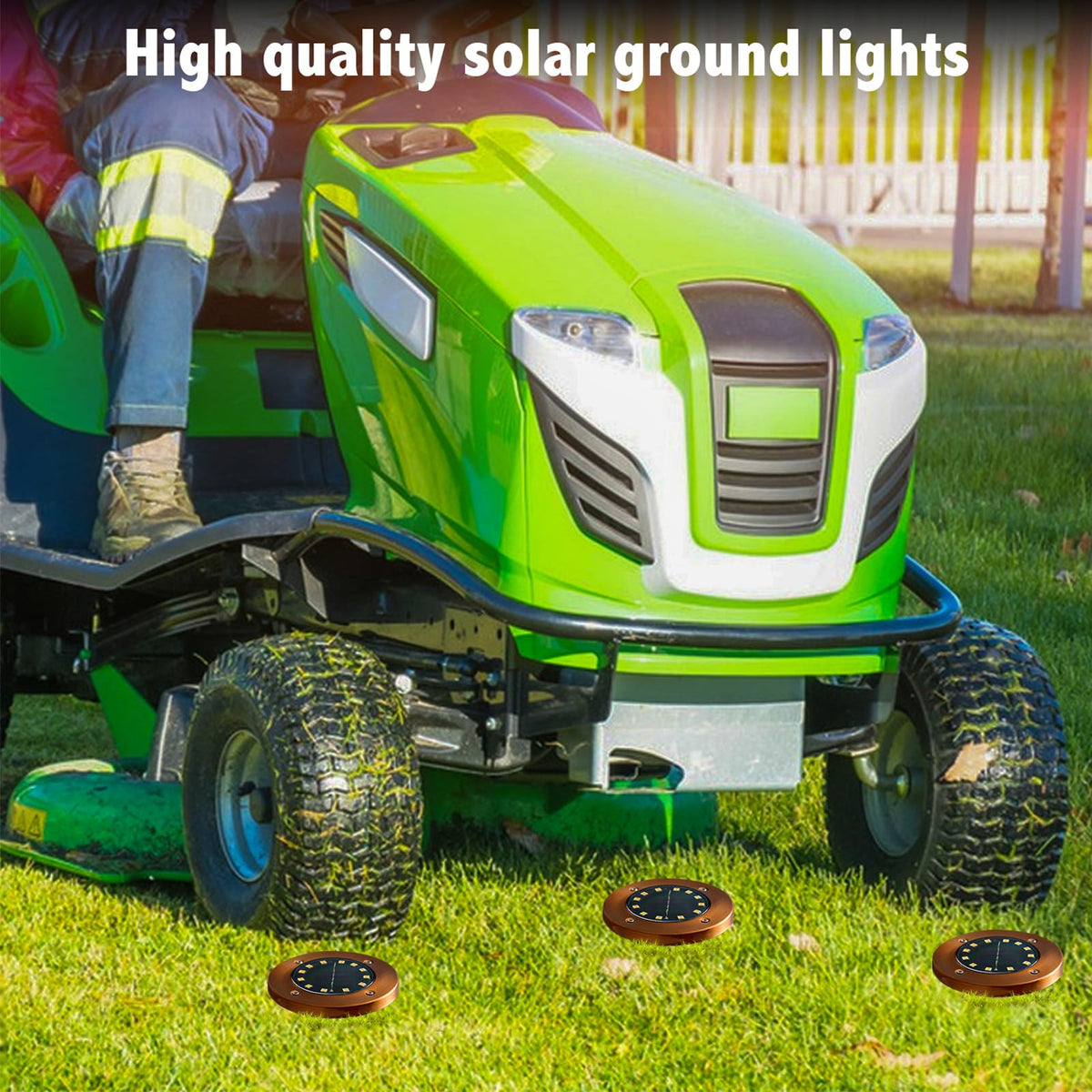 JKIMK solar ground light round disk offers all-night ambience after a quick recharge.