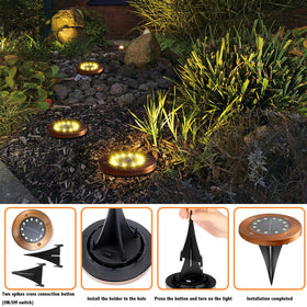 JKIMK solar ground light round disk ideal for driveways and pathways.