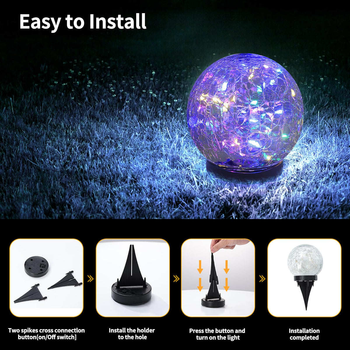 JKIMK outdoor solar orb brightens patios with warm, maintenance-free glow