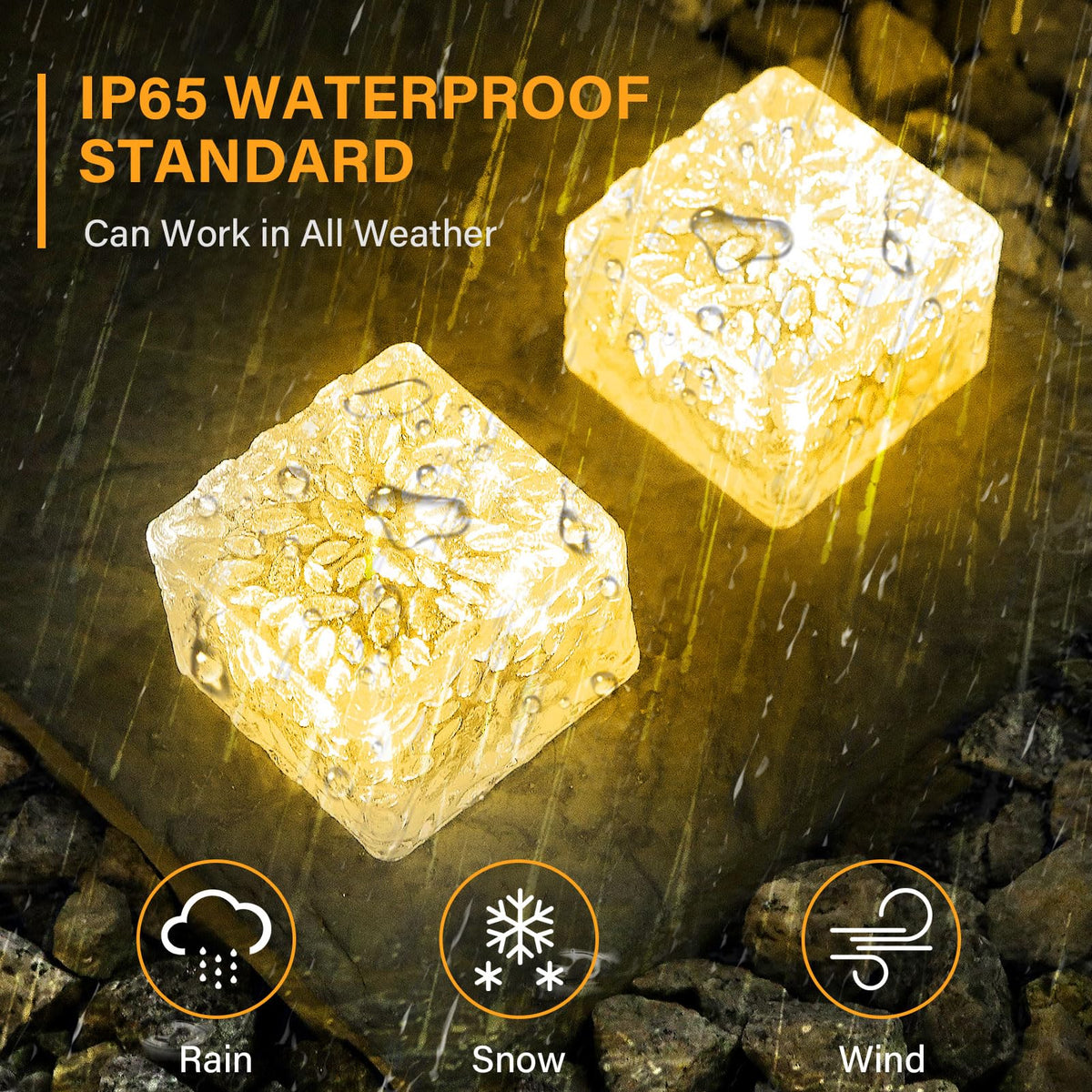 JKIMK Solar Brick Light with 600mAh battery delivers longer, consistent lighting.