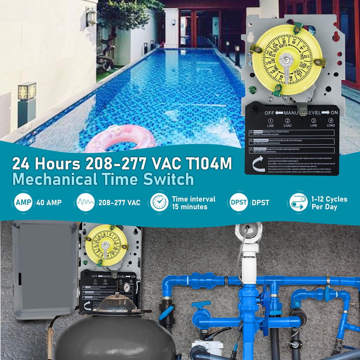 JKLESA T104M controlling pool pump and lighting in real use