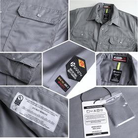 Close up of JKSafety FR shirt snap button closure for quick wear
