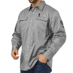 JKSafety 7oz FR shirt front view showing flame resistant coverage for welding tasks