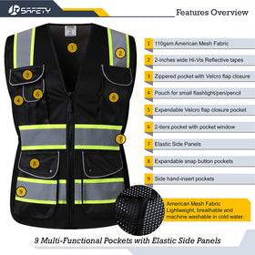 JKSafety vest back view highlighting reflective strips for day and night use