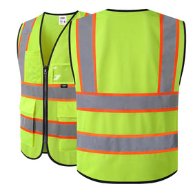 JKSafety BX320 yellow double-layer pocket stores tools and notes securely.
